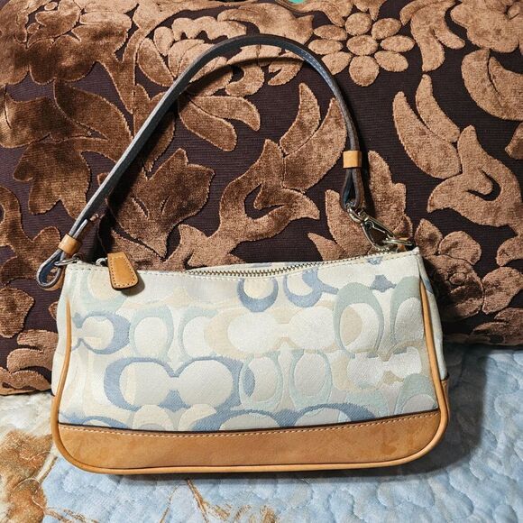 2004 Vintage y2k Coach Demi Shoulder Bag in Blue Optic Signature Monogram Purse - Picture 2 of 6